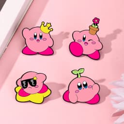 4pcs Kirby Enamel Lapel Pins Set Fashion Jewelry Cartoon Badge Brooch Pin for Women Backpack Jeans Accessories