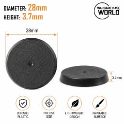 28mm Round Bases for Gaming Miniatures and Table Games 28.5mm