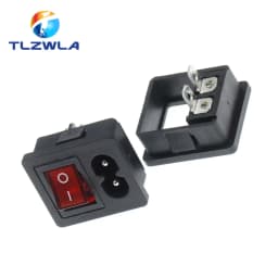 1PCS Pure Copper AC Power Socket Weldable Socket With Switch 2-Hole 3-Core AC Power Charging Port DB ower Socket