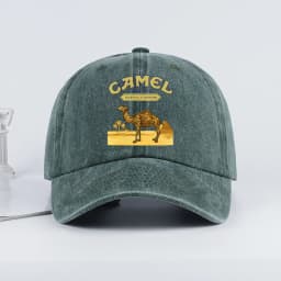 Vintage “Camel” Desert Scene Print Washed Baseball Cap - Adjustable Unisex Vintage Cap for Outdoor Hiking and Mountaineering