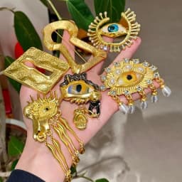 Pleated Devil's Eye Brooch Alloy Keyhole Shape Glaze Luxury Badge Pin Trendy Tassels Banquet Clothes Metal Pin
