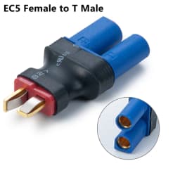 MIBIDAO EC5 to T Deans Female Male Connector RC Lipo Battery Control Parts Banana Plug Adapter