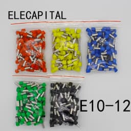 E10-12 Tube Insulating Insulated Terminals 10MM2 Cable Wire Connector 100PCS/Pack Insulating Crimp Terminal Connector E-