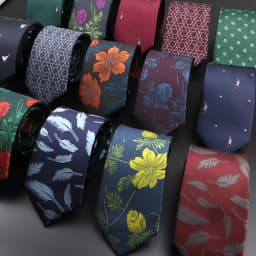 Novelty Men's Tie Floral Feather Elk Geometric Patten Red Blue Neckties Leisure Business Daily Wear Cravat Wedding Party Gift