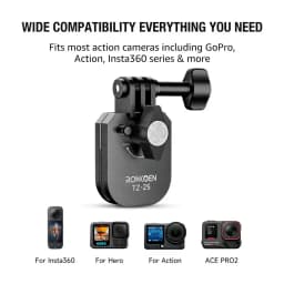 Ronkoen TZ-25 Motorcycle Windshield Clamp Mount Aluminum Alloy For Insta360 X4 Ace Pro 2 / DJI Action 5 Pro Action Camera