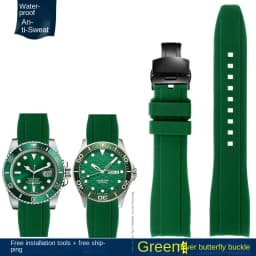 Curved End silicone rubber watch strap for men Rolex Water Ghost seiko citizen tissot 20MM 22MM sport Wristband Universal Belt