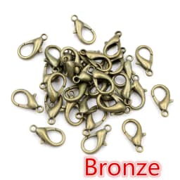 50pcs Bronze Gold Silver Plated Black Alloy Lobster Clasp Hooks for Necklace Chain DIY Jewelry Making Finding Supplies