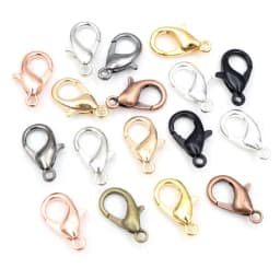 50pcs Bronze Gold Silver Plated Black Alloy Lobster Clasp Hooks for Necklace Chain DIY Jewelry Making Finding Supplies