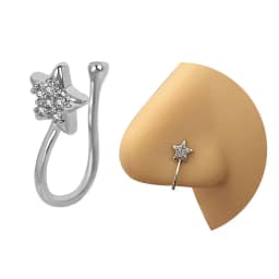 1Pcs New Crystal Zircon Butterfly Clip On Nose Ring Flower Fake Nose Piercing Clip On Earrings Nose Clip Fake Piercing Jewelry