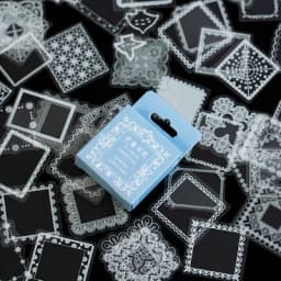 JIANWU 50 Pcs Cute Transparent PET Stickers Aesthetic DIY Shaped Lace Decoration Scrapbooking Diary Stickers Kawaii Stationery