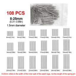 8-25mm Watch Band Strap Barrette Link Pins Watch Repair Link Pins Tool Set Professional Tool Accessories