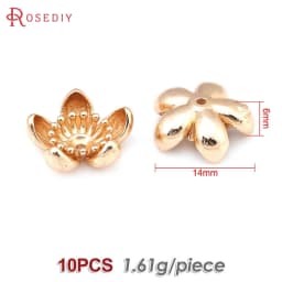 Diameter 12MM 14MM 15MM 18MM 18K Gold Color Brass Flower Caps Beads Caps Diy Jewelry Making Earrings Accessories for Women