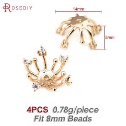 Diameter 12MM 14MM 15MM 18MM 18K Gold Color Brass Flower Caps Beads Caps Diy Jewelry Making Earrings Accessories for Women