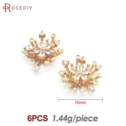 Diameter 12MM 14MM 15MM 18MM 18K Gold Color Brass Flower Caps Beads Caps Diy Jewelry Making Earrings Accessories for Women