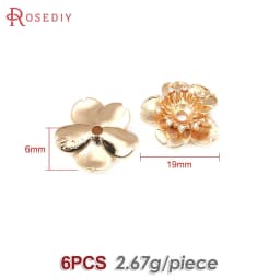Diameter 12MM 14MM 15MM 18MM 18K Gold Color Brass Flower Caps Beads Caps Diy Jewelry Making Earrings Accessories for Women