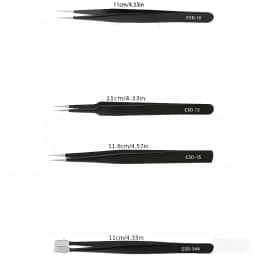 Anti-Static Stainless Steel Tweezers Set, Precision Industrial Tweezers for Electronics Repair, Model Making & Home Use