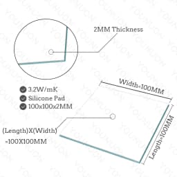 2 Pieces 100x100mm Thermal Pad 0.5mm/1mm/1.5mm/2mm/2.5mm/3mm/4mm/5mm Thickness GPU CPU Heatsink Cooling Conductive Silicone Pad