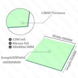2 Pieces 100x100mm Thermal Pad 0.5mm/1mm/1.5mm/2mm/2.5mm/3mm/4mm/5mm Thickness GPU CPU Heatsink Cooling Conductive Silicone Pad