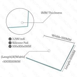 2 Pieces 100x100mm Thermal Pad 0.5mm/1mm/1.5mm/2mm/2.5mm/3mm/4mm/5mm Thickness GPU CPU Heatsink Cooling Conductive Silicone Pad