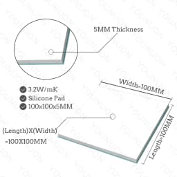 2 Pieces 100x100mm Thermal Pad 0.5mm/1mm/1.5mm/2mm/2.5mm/3mm/4mm/5mm Thickness GPU CPU Heatsink Cooling Conductive Silicone Pad