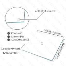 2 Pieces 100x100mm Thermal Pad 0.5mm/1mm/1.5mm/2mm/2.5mm/3mm/4mm/5mm Thickness GPU CPU Heatsink Cooling Conductive Silicone Pad
