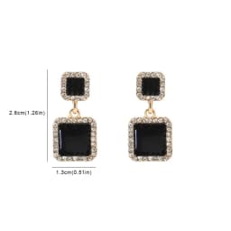 Black Hanging Long Earrings for Women Triangle Square Statement Drop Earrings 2025 Boucle Oreille Femme Fashion Jewelry