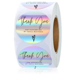100-500pcs Rainbow Laser Thank You Stickers 1inch Small Business Stickers Adhesive Labels for Boutiques Wrapping Supplies