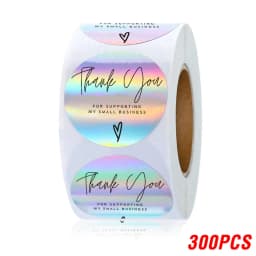 100-500pcs Rainbow Laser Thank You Stickers 1inch Small Business Stickers Adhesive Labels for Boutiques Wrapping Supplies
