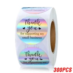 100-500pcs Rainbow Laser Thank You Stickers 1inch Small Business Stickers Adhesive Labels for Boutiques Wrapping Supplies