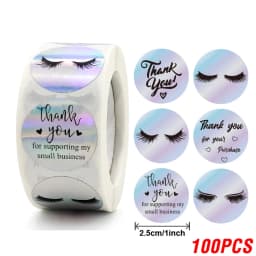 100-500pcs Rainbow Laser Thank You Stickers 1inch Small Business Stickers Adhesive Labels for Boutiques Wrapping Supplies