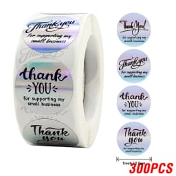 100-500pcs Rainbow Laser Thank You Stickers 1inch Small Business Stickers Adhesive Labels for Boutiques Wrapping Supplies