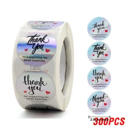 100-500pcs Rainbow Laser Thank You Stickers 1inch Small Business Stickers Adhesive Labels for Boutiques Wrapping Supplies