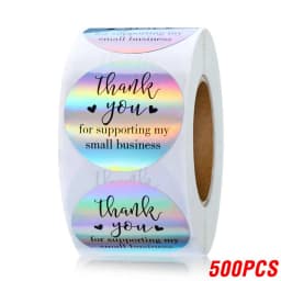 100-500pcs Rainbow Laser Thank You Stickers 1inch Small Business Stickers Adhesive Labels for Boutiques Wrapping Supplies