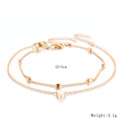 Women Anklets Simple Heart Barefoot Crochet Sandals Foot Jewelry Two Layer Foot Legs Bracelet Anklets Gifts For Women Jewelry