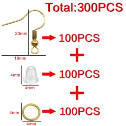 100/220/300pcs Earrings Set Earring Hooks Open Jump Rings Ear Plug Connects For DIY Jewelry Making Findings Supplies Accessories