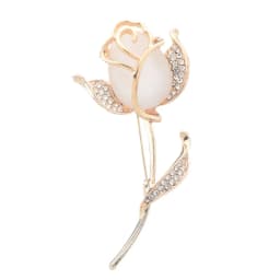Advanced Luxury 2023 New Tulip Flower brooch Elegant Design Sense Rose White Stone Jewelry