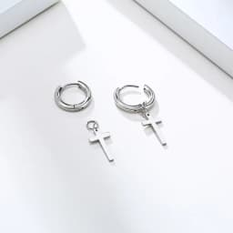 Stainless Steel Earring with Cross Charm for Guys Men's Jewelry