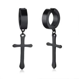 Stainless Steel Earring with Cross Charm for Guys Men's Jewelry