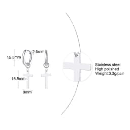 Stainless Steel Earring with Cross Charm for Guys Men's Jewelry