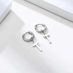 Stainless Steel Earring with Cross Charm for Guys Men's Jewelry