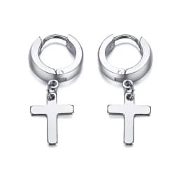Stainless Steel Earring with Cross Charm for Guys Men's Jewelry
