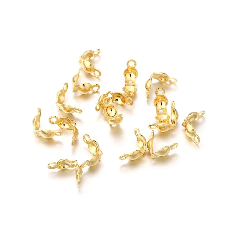 100pcs/lot Stainless Steel Connector Clasp Gold Ball Chain Calotte End Crimps Beads Connector For DIY Jewelry Making Supplies