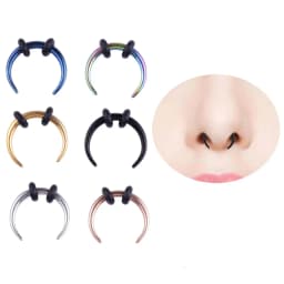 1 Piece Surgical Steel OX Horn Vintage Nose Septum Hoop Rings Ear Septum Clicker Horseshoe Nose Ear Taper Piercing Body Jewelry