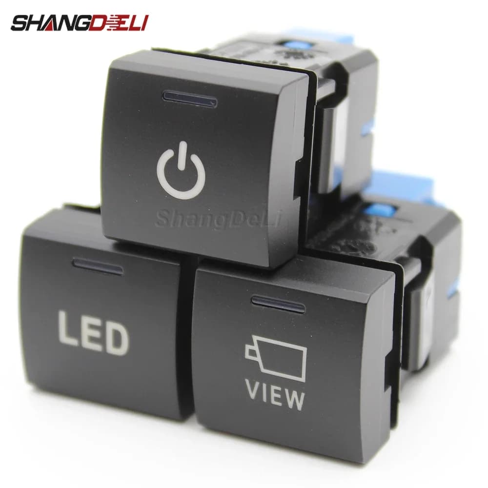 1 Pc Car LED Light Camera View Button Power On Off Radar Sensor Switch Accessories For Toyota Camry 2018 Rav4 2020 Prado 150