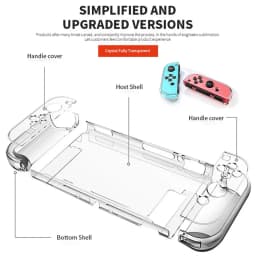 Dockable Clear Hard Case for Nintendo Switch 3In1 Protective Case Cover for Nintendo Switch & Joycon Controller with Grip Cover