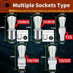 2x P21W BA15S LED Canbus 1156 BAY15D 1157 P21/5W LED Bulbs T15 R5W Car Lights 6500K White Brake Lights Reverse Lamp DRL T20 7443