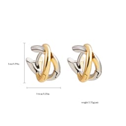 Punk Gold Plated Silver Color Mixing Metal Criss-cross Earrings for Women Geometric Small Ear Bone Aros Huggie Hoops Jewelry