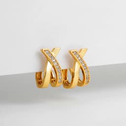Punk Gold Plated Silver Color Mixing Metal Criss-cross Earrings for Women Geometric Small Ear Bone Aros Huggie Hoops Jewelry