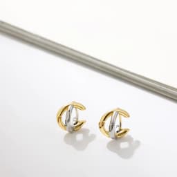 Punk Gold Plated Silver Color Mixing Metal Criss-cross Earrings for Women Geometric Small Ear Bone Aros Huggie Hoops Jewelry
