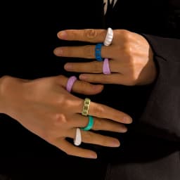 2021 New Trendy Hand-painted Candy Color Dripping Oil Geometric Chain Rings for Women Multicolor Irregular Open Rings Jewelry